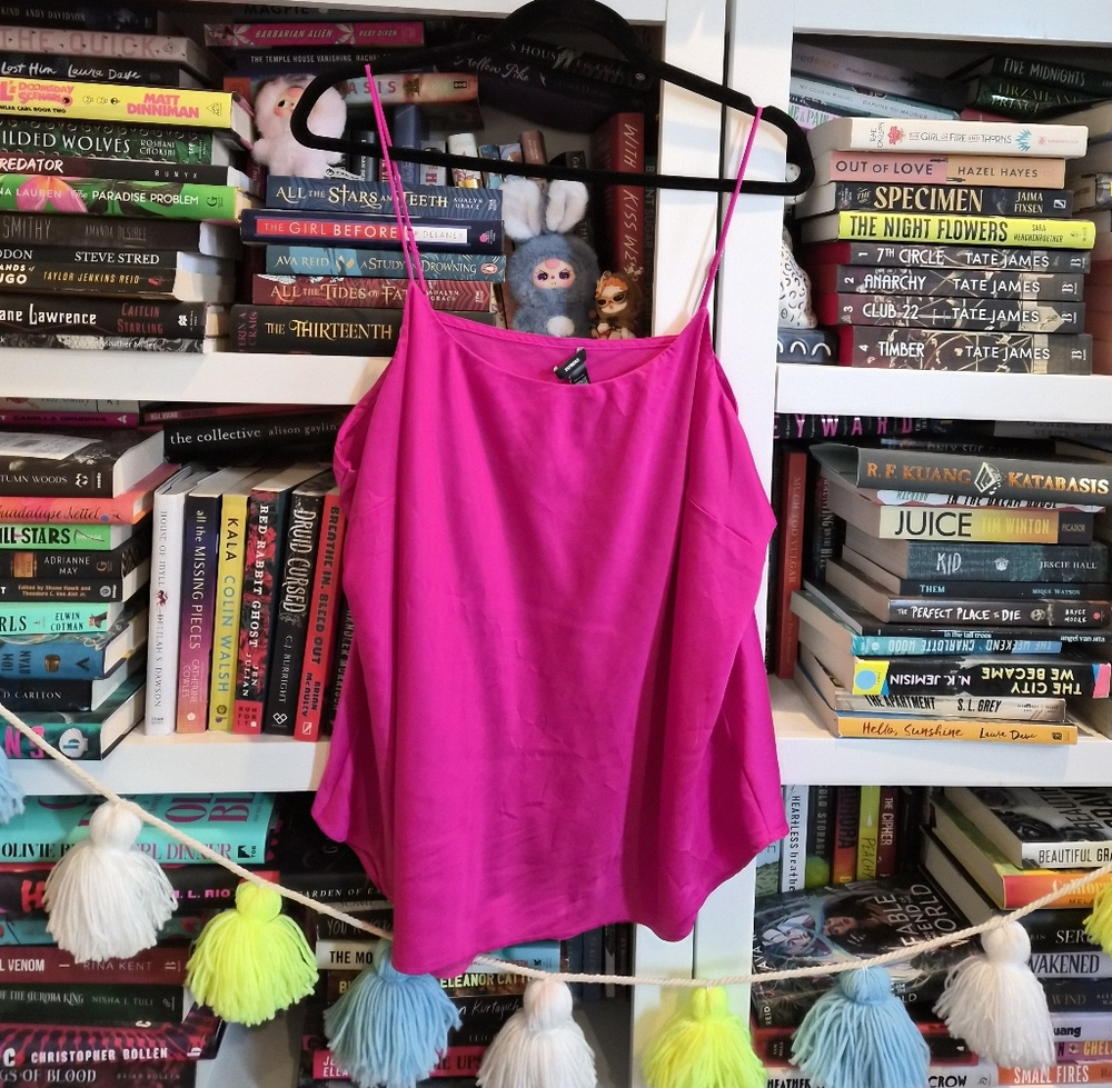 Express Women's Hot Pink Slip Silky Cami Tank Top